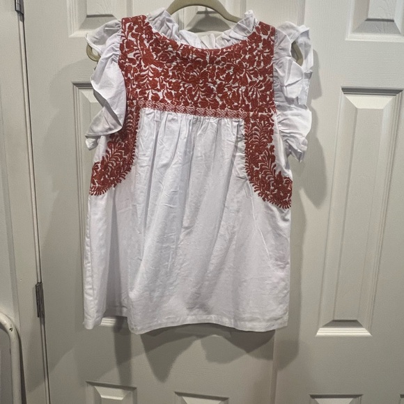 J Marie brand flutter sleeve embroidered blouse - Picture 9 of 9